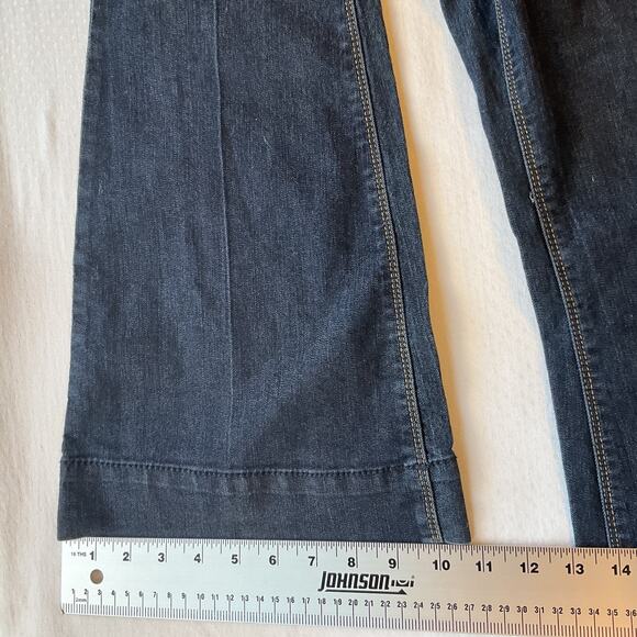 Express Jeans Women Jeans 8 Dark Blue Denim Stella Flare 33" Inseam Low Rise - Picture 8 of 11